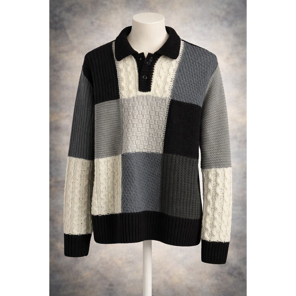 Obey Men’s Oliver Patchwork Pullover Knit Sweater M